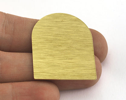 Brushed Semi Circle Rectangle No Hole Charms Raw Brass 35x28mm 0.8mm thickness Findings OZ3539-570