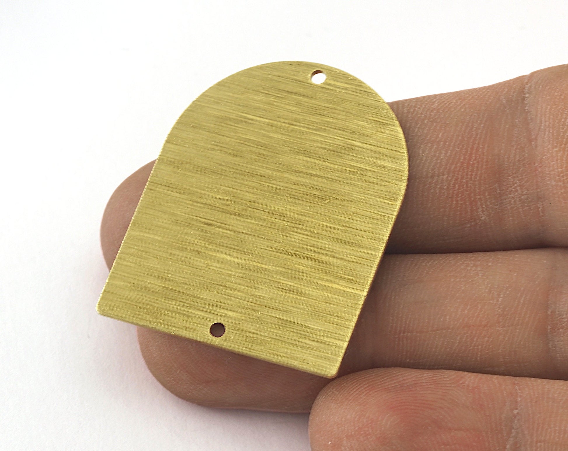 Brushed Semi Circle Rectangle 2 Hole Charms Raw Brass 35x28mm 0.8mm thickness Findings OZ3541-570