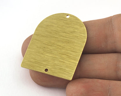 Brushed Semi Circle Rectangle 2 Hole Charms Raw Brass 35x28mm 0.8mm thickness Findings OZ3541-570