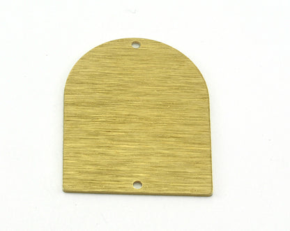 Brushed Semi Circle Rectangle 2 Hole Charms Raw Brass 35x28mm 0.8mm thickness Findings OZ3541-570