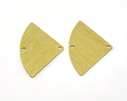 Brushed Triangle raw brass 19x29mm 2 hole charms , findings earring OZ3544-190