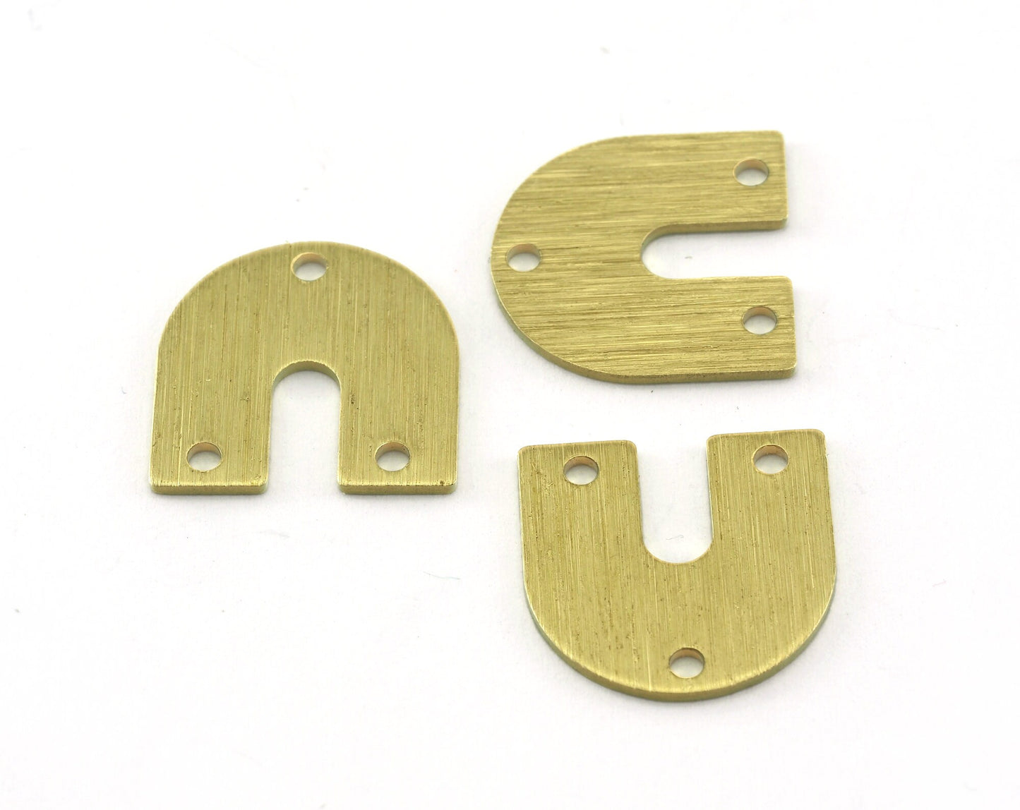 Brushed Magnet shape semi circle 3 holes 15x15x0.8mm raw brass findings scs oz3546-120