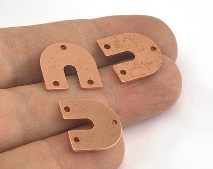 Magnet shape semi circle 3 hole 15x15x0.8mm raw copper findings scs oz3550-120