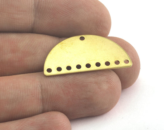 brass semi circle blanks half moon shape 10 hole 30x15x0.8mm raw pendant (1.6mm 14 gauge hole) SCS 3637R-230