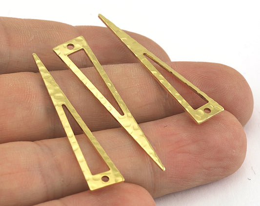 Triangle hammered raw brass 40x8mm (0.8mm thickness) 1 hole charms findings OZ3563-90