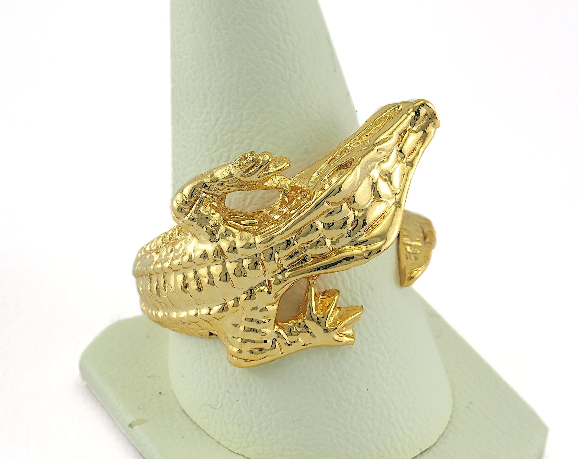 Crocodile Ring Adjustable Gold Plated Brass (17.5mm 7US inner size) Oz2888