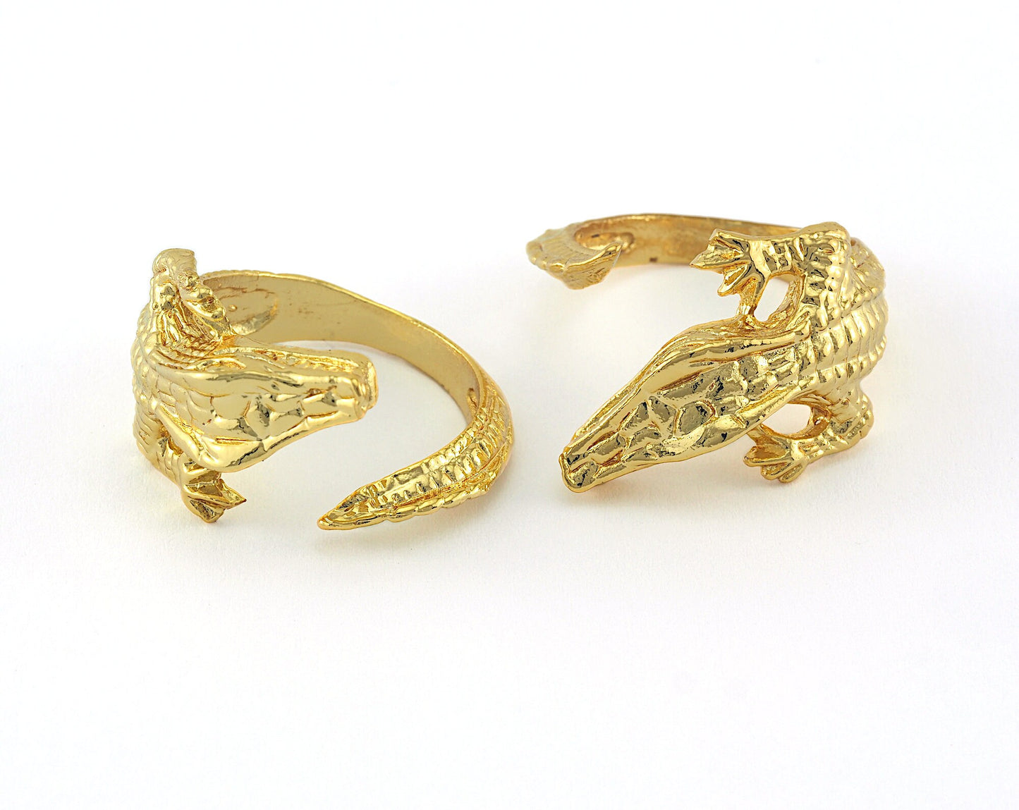 Crocodile Ring Adjustable Gold Plated Brass (17.5mm 7US inner size) Oz2888