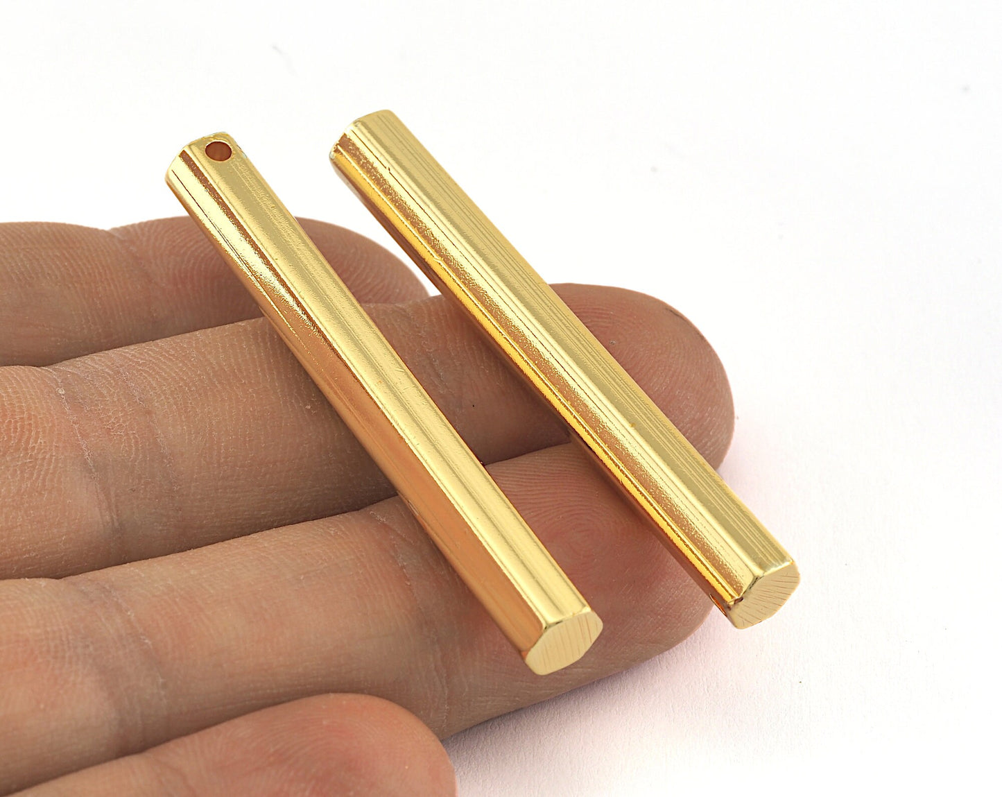 Hexagon Gold Plated Brass Bar Stamping 6x50mm 1 hole rod sbl650 OZ2569-1275