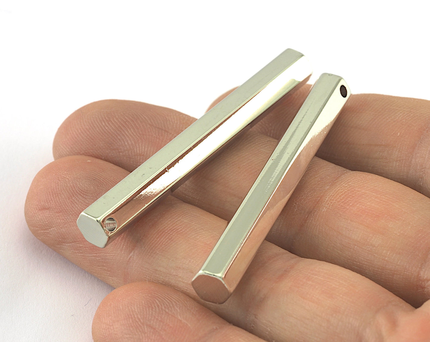 Hexagon Rhodium Plated Brass Bar Stamping 6x50mm 1 hole rod sbl650 OZ2569-1275