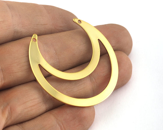 Shiny Gold Plated Crescent Connector Charms Brass 42x39mm 0.8mm thickness Findings OZ3508-335