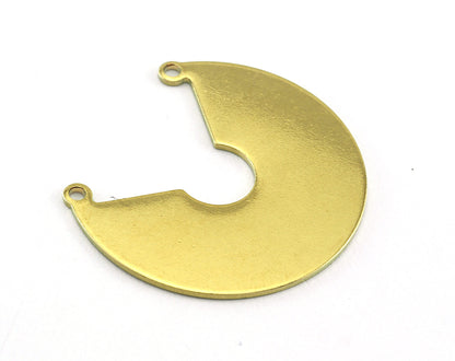 Geometric (Circular Sector) 2 Loop Charms Tag Raw Brass 31x27mm 0.8mm 2 hole Findings OZ3568-350