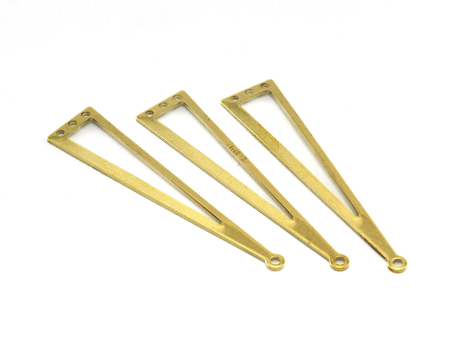 Long Triangle raw brass 50x11mm (0.8mm thickness) 4 hole charms findings OZ3580-135