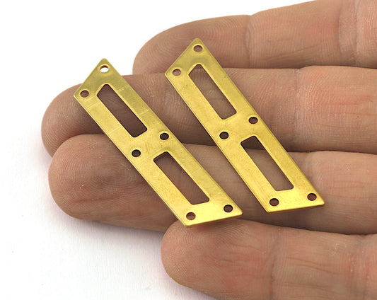 Trapezoid Rectangle 6 hole raw brass 45x10mm connector charms , findings (Optional Holes) OZ3587-220