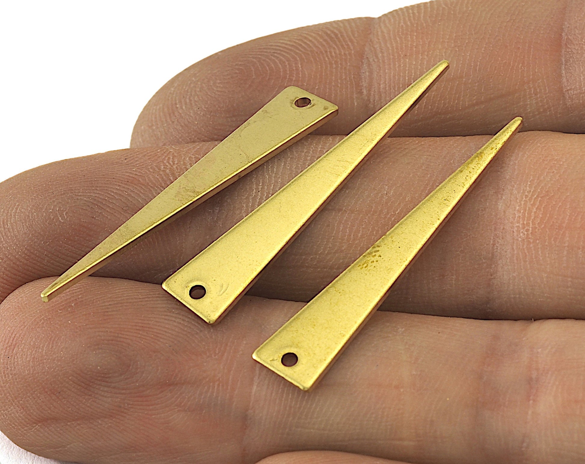 Triangle raw brass 34x6.5mm (0.8mm thickness) 1 hole charms findings OZ3590-84