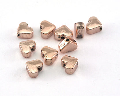 Heart shape beads 6x7mm Rose Gold plated Alloy 3.5 thickness finding (2 hole 1.3mm) OZ2558-55