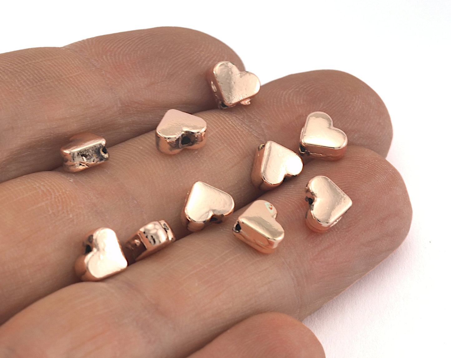 Heart shape beads 6x7mm Rose Gold plated Alloy 3.5 thickness finding (2 hole 1.3mm) OZ2558-55