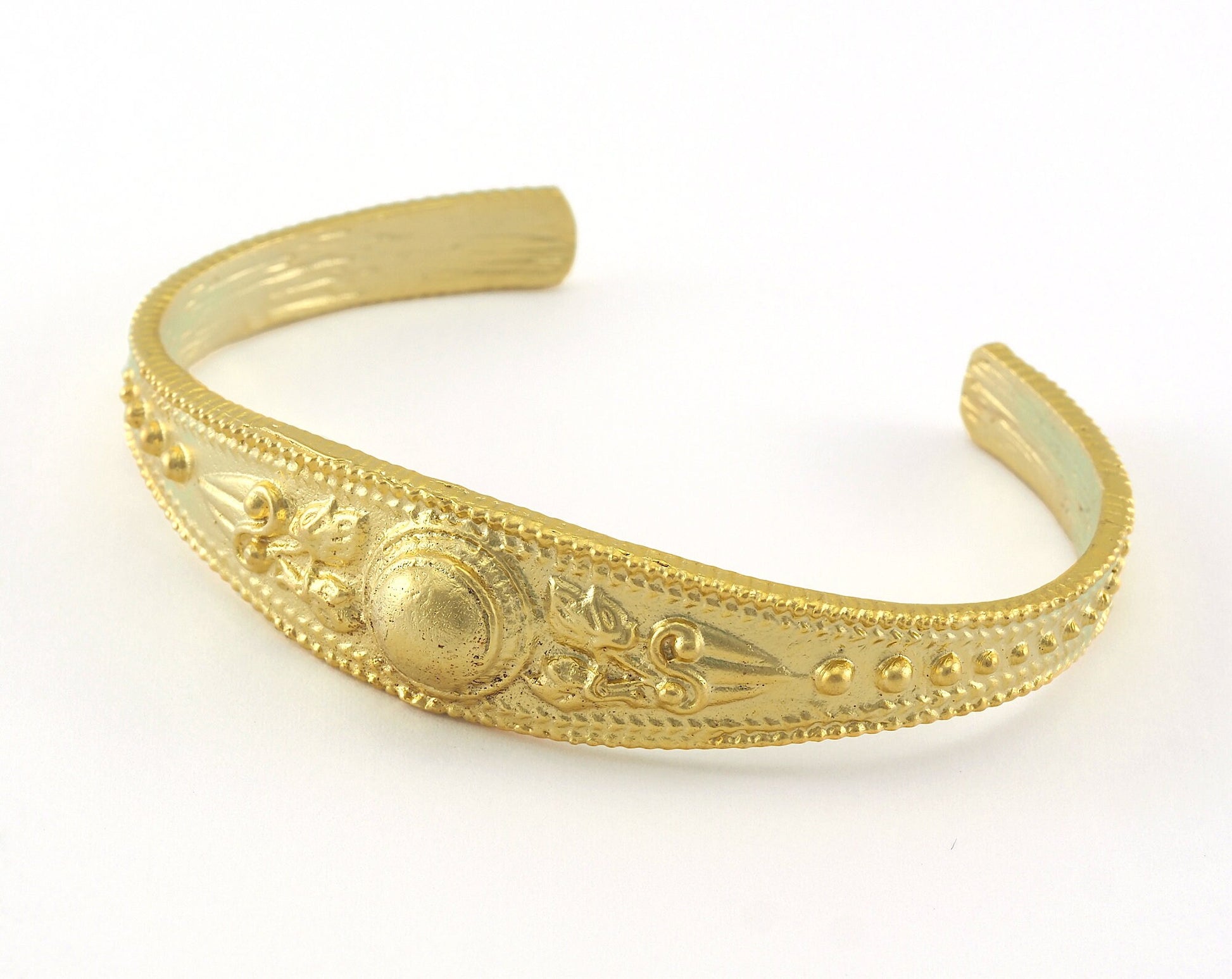 Textured Bracelet Matte Gold Plated Brass 1 pc. (58mm inner size - Adjustable ) OZ2959