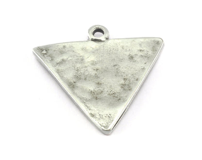 Triangle hammered 33mm antique silver plated alloy pendant charms 2673