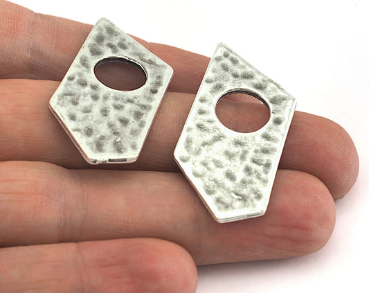 Hammered for leather 41mm antique silver plated alloy pendant charms 2673
