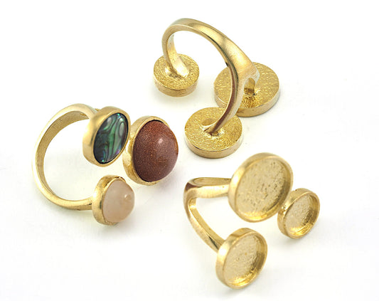 Ring Adjustable Ring Bezel 22x21mm Raw brass (17.5mm 7US inner size - Adjustable ) OZ3597