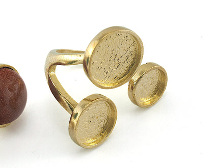 Ring Adjustable Ring Bezel 22x21mm Raw brass (17.5mm 7US inner size - Adjustable ) OZ3597