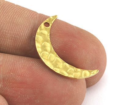 Hammered crescent raw brass 22mm (0.8mm thickness) one hole charms findings OZ3604-70