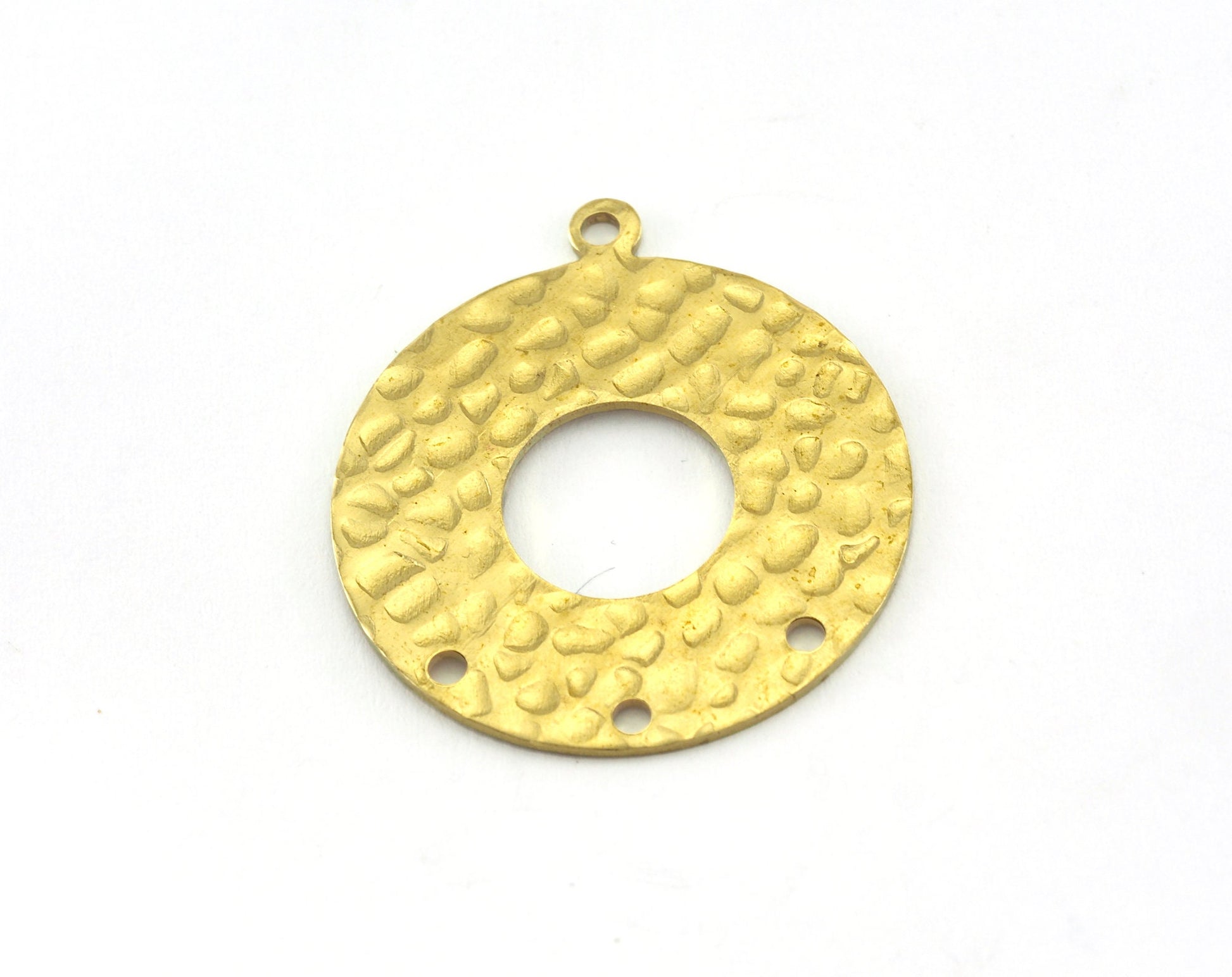 Hammered Round Charms Raw Brass 28x25mm (0.8mm thickness) one loop findings OZ3609-250