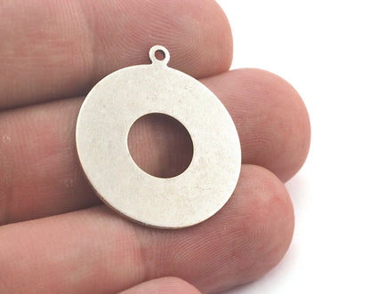 Round Disc Stamp Blank Charms Antique Silver Plated Brass 25mm (0.8mm thickness) 1 hole findings OZ3658-290