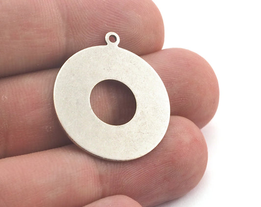Round Disc Stamp Blank Charms Antique Silver Plated Brass 25mm (0.8mm thickness) 1 hole findings OZ3658-290