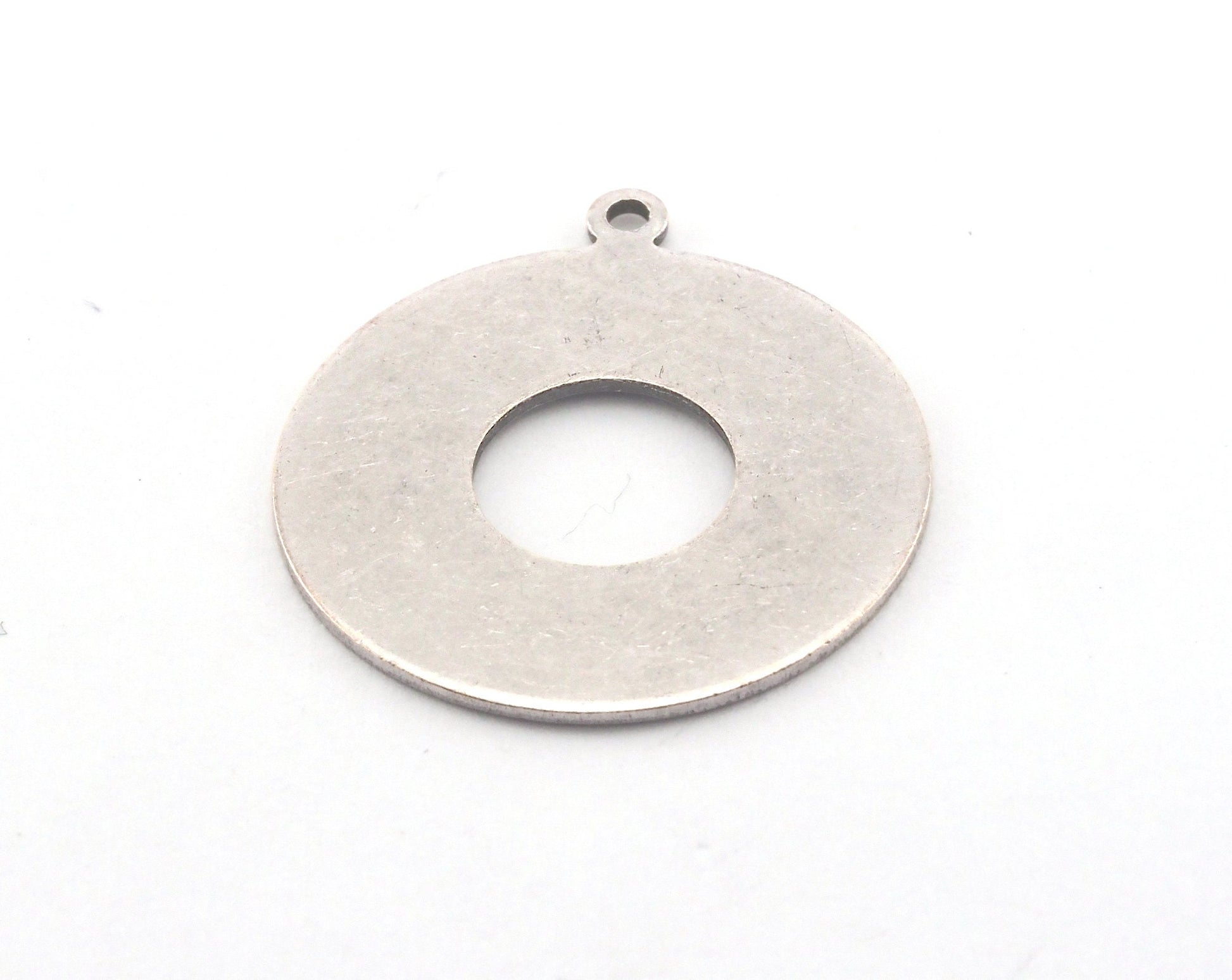 Round Disc Stamp Blank Charms Antique Silver Plated Brass 25mm (0.8mm thickness) 1 hole findings OZ3658-290