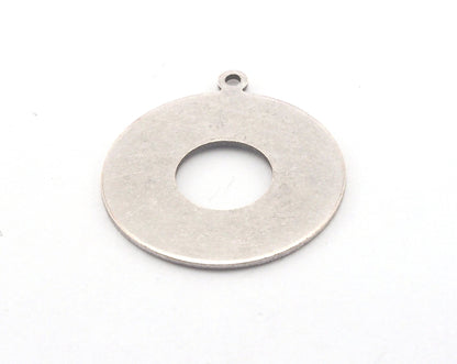 Round Disc Stamp Blank Charms Antique Silver Plated Brass 25mm (0.8mm thickness) 1 hole findings OZ3658-290