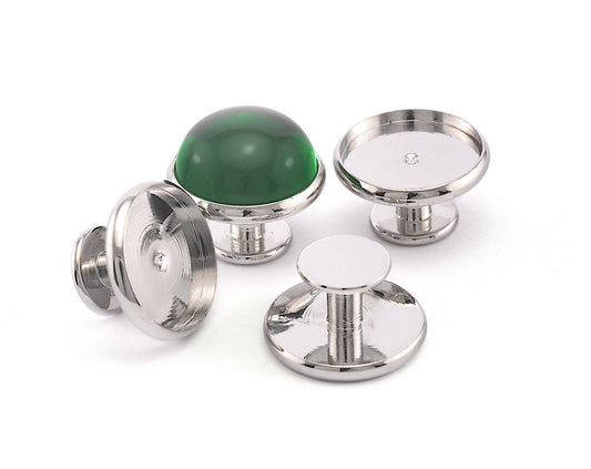 Silver Tone brass cufflink 16x9mm 14mm setting Brass Studs, Shirt Collar Tuxedo Stud, 3656