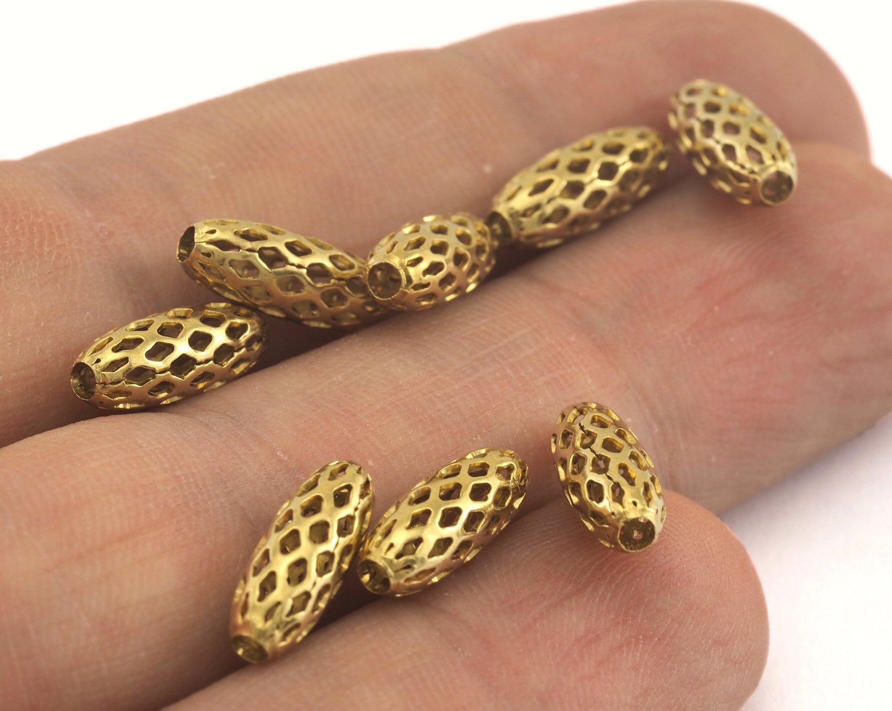 Oval Raw Brass Beads 12x5mm (hole 1.8mm) bab2 3618
