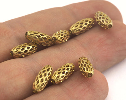 Oval Raw Brass Beads 12x5mm (hole 1.8mm) bab2 3618