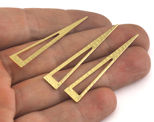 Long Triangle hammered raw brass 8x50mm (0.8mm thickness) no hole charms findings OZ3619-100