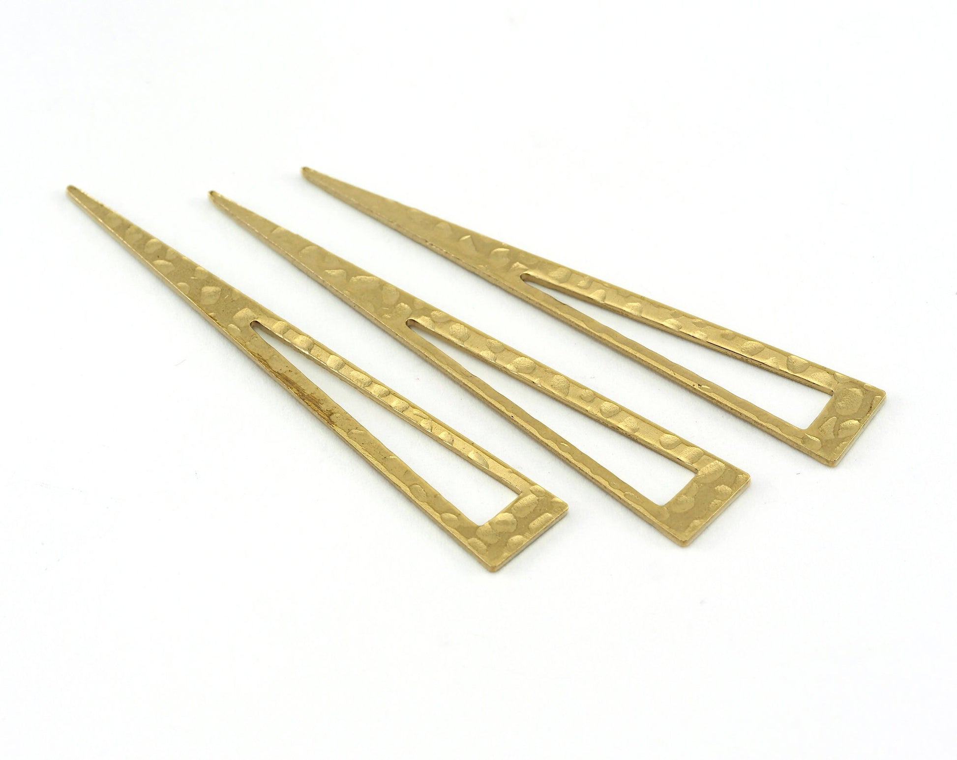 Long Triangle hammered raw brass 8x50mm (0.8mm thickness) no hole charms findings OZ3619-100