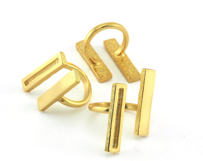 Ring Shiny Gold Plated Adjustable Ring brass (18mm 7.5US inner size - Adjustable ) OZ3599