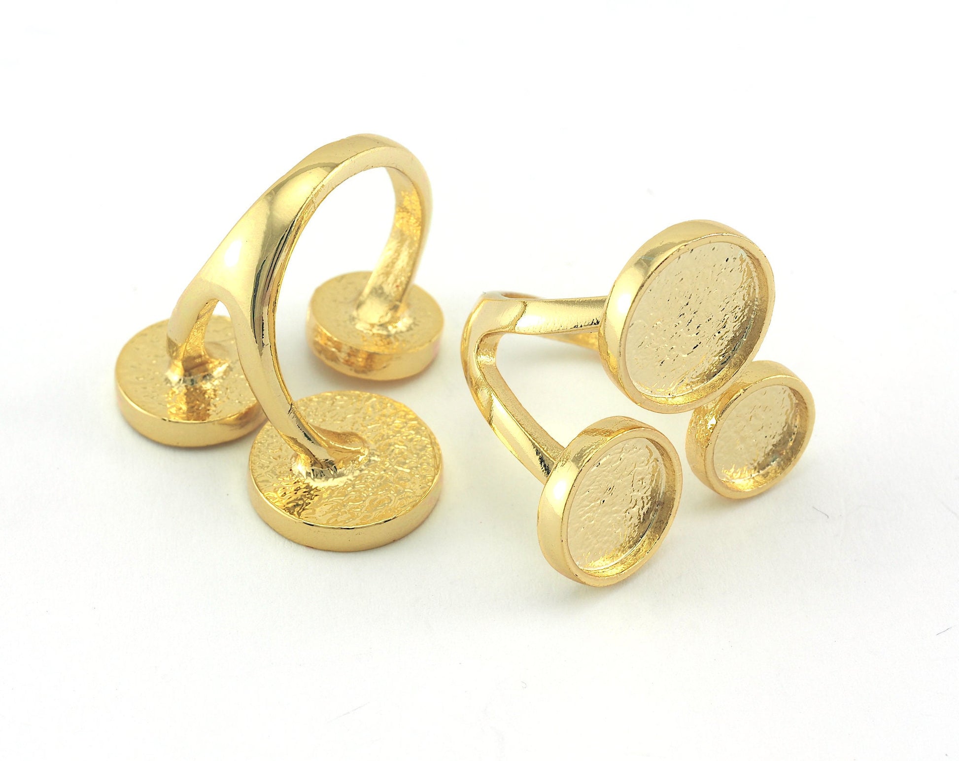 Ring Shiny Gold Plated Adjustable Ring Bezel brass 22x21mm (17.5mm 7US inner size - Adjustable ) OZ3597