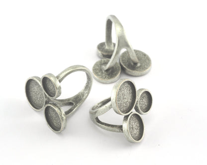 Ring Antique Silver Plated Adjustable Ring Bezel brass 22x21mm (17.5mm 7US inner size - Adjustable ) OZ3597