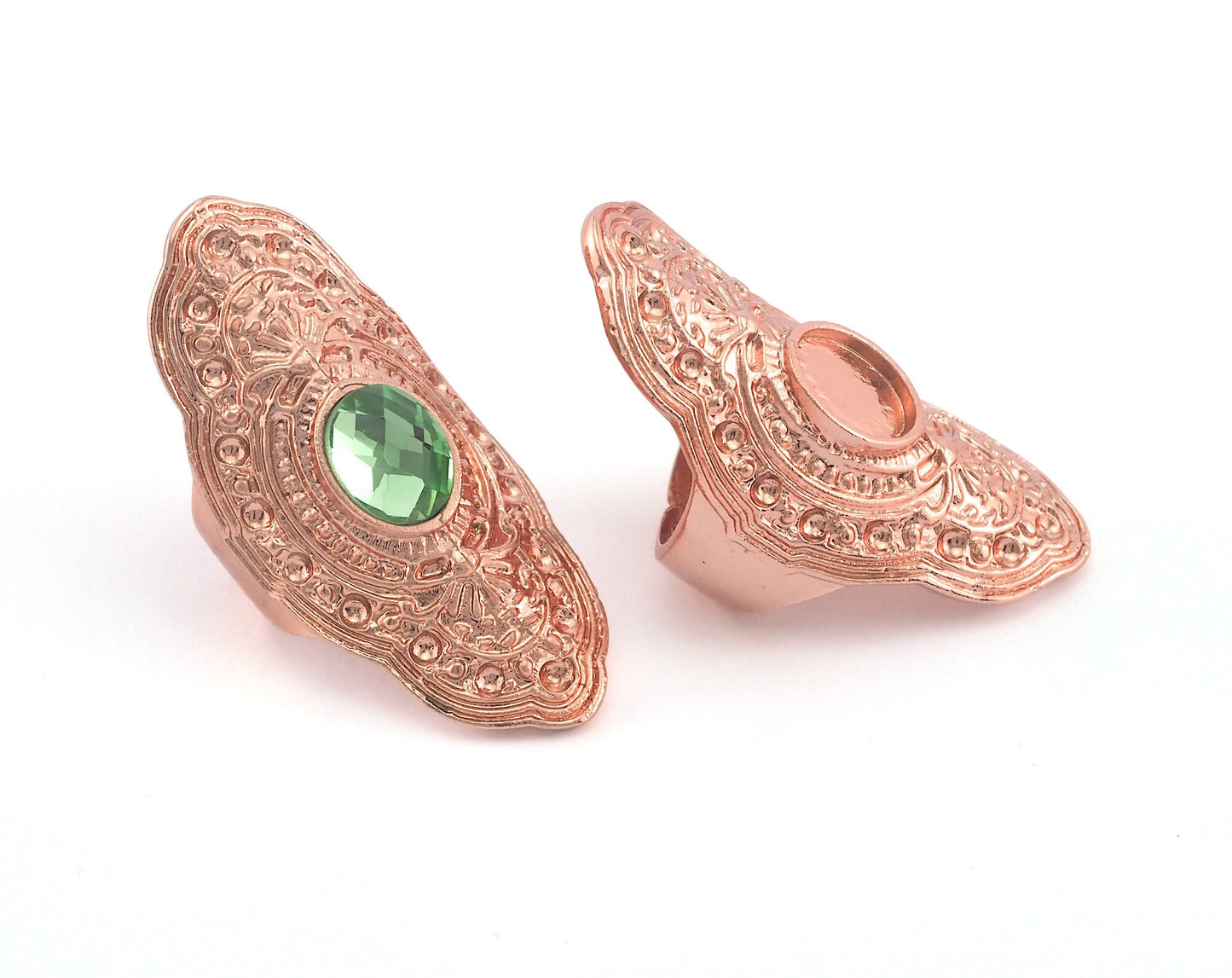 Ring Adjustable Ring Bezel - Rose Gold Plated Brass (17.5mm 7US inner size - Adjustable ) 8x10mm OZ3639