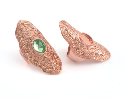 Ring Adjustable Ring Bezel - Rose Gold Plated Brass (17.5mm 7US inner size - Adjustable ) 8x10mm OZ3639