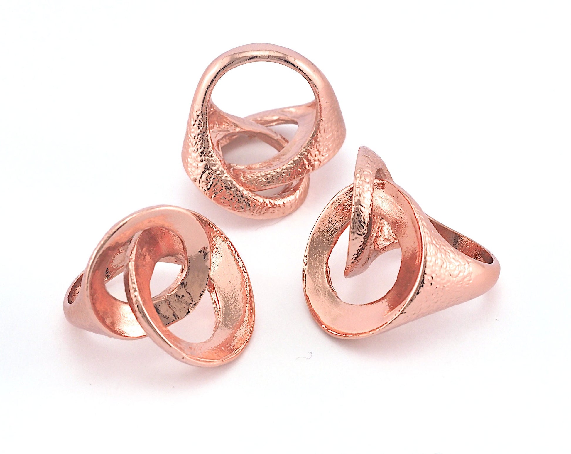 Adjustable Circle Ring Shiny Rose Gold Plated Brass Circles (16.5mm 6US inner size) Oz3644