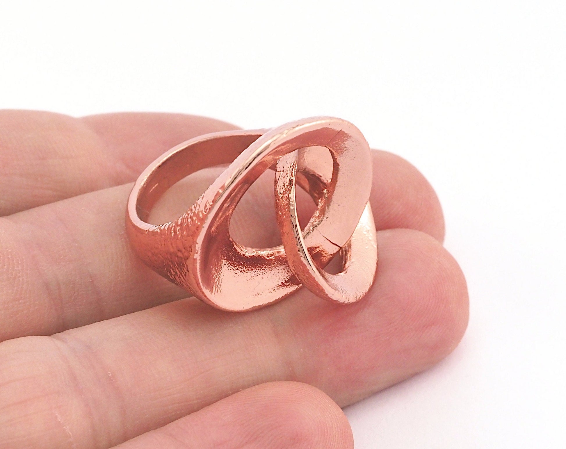 Adjustable Circle Ring Shiny Rose Gold Plated Brass Circles (16.5mm 6US inner size) Oz3644