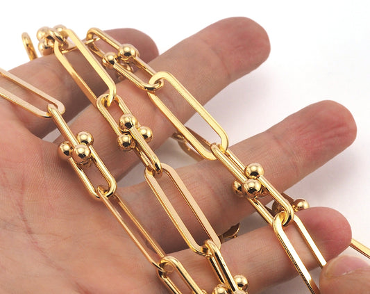 Link Fantasy Chain Gold Plated Alloy 9.5x32mm SelfClasp OZ1357