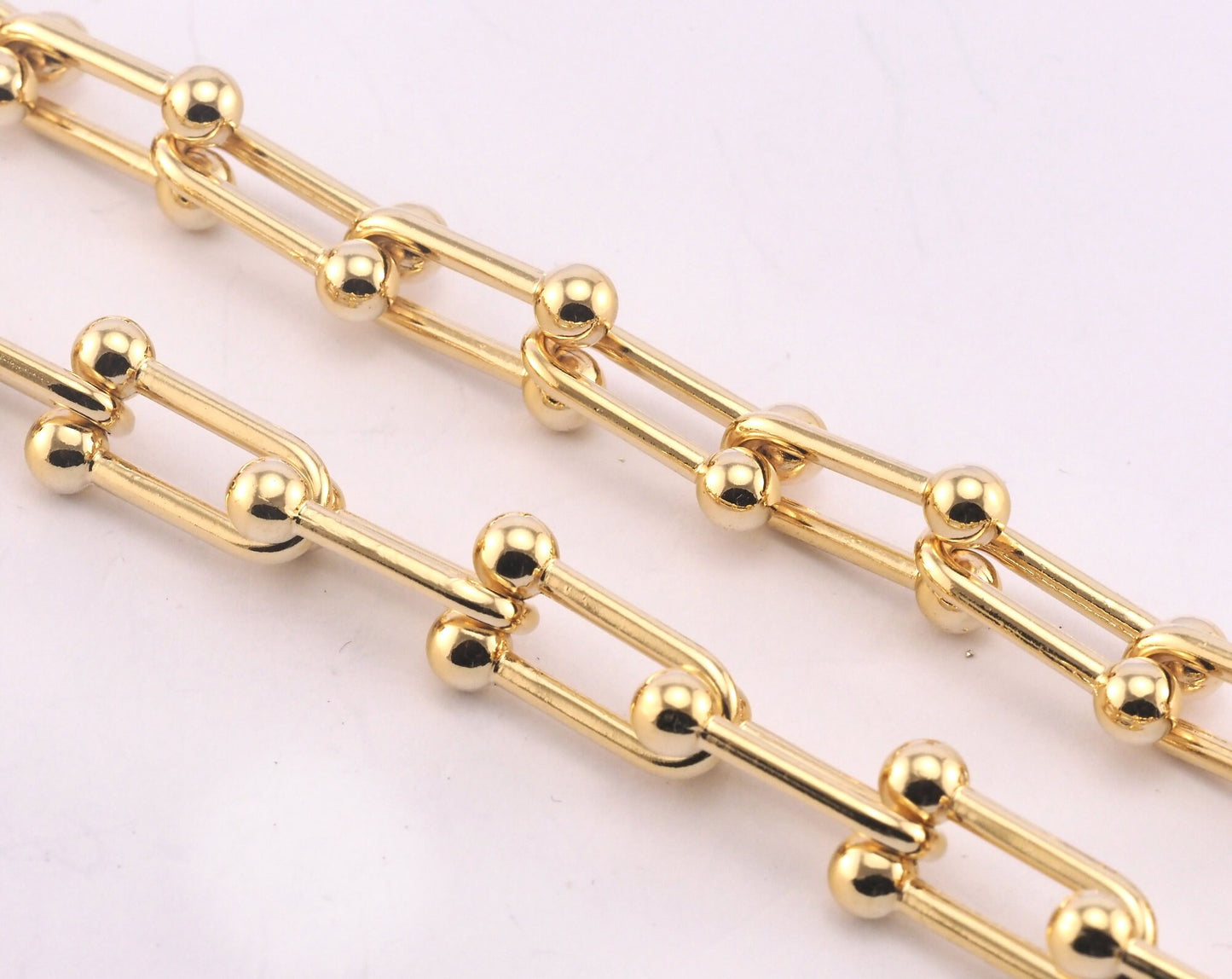 Bended Barbell Link Chain Gold Plated Alloy SelfClasp 11.5x20mm OZ1303