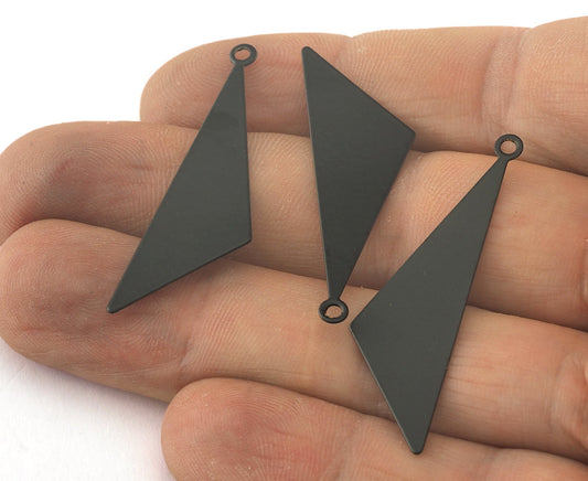 Triangle black painted brass 40x12mm 1 hole charms findings OZ3635