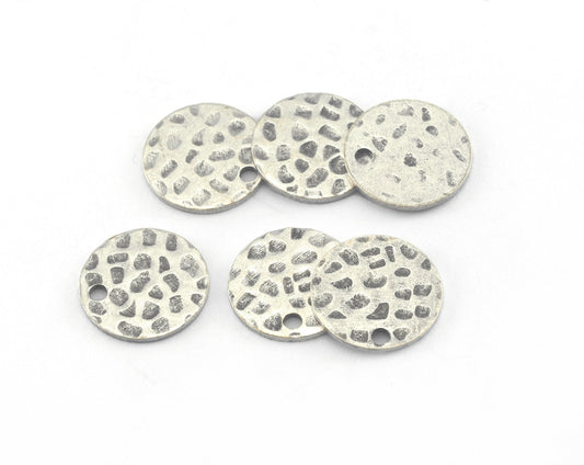 Coin Hammered Round Disc 12mm Stamping blank tag shape Hammered Antique Silver Plated Brass OZ3037-72