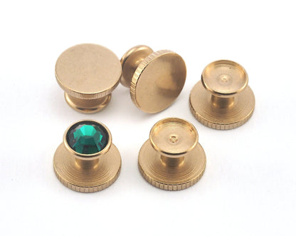 Brass cufflink, 12x8mm 7mm setting Raw brass Shirt Collar Tuxedo Stud 3677