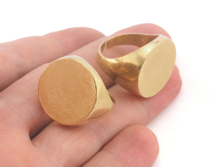 Signet Ring Circle Adjustable Ring Blank - raw brass (18mm 8US inner size - Adjustable ) Oz3680