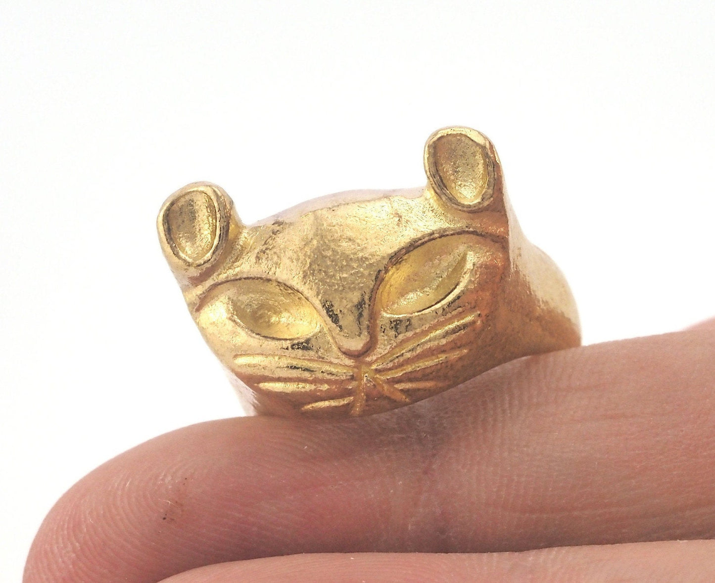 Cat Ring Adjustable Ring Raw brass (18mm 8US inner size) Oz3685